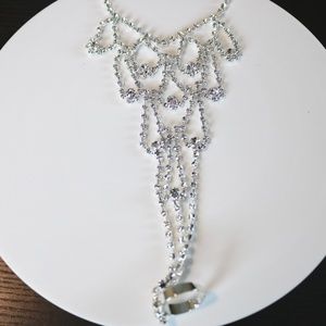 Rhinestone Necklace With Wedding Ring Holder